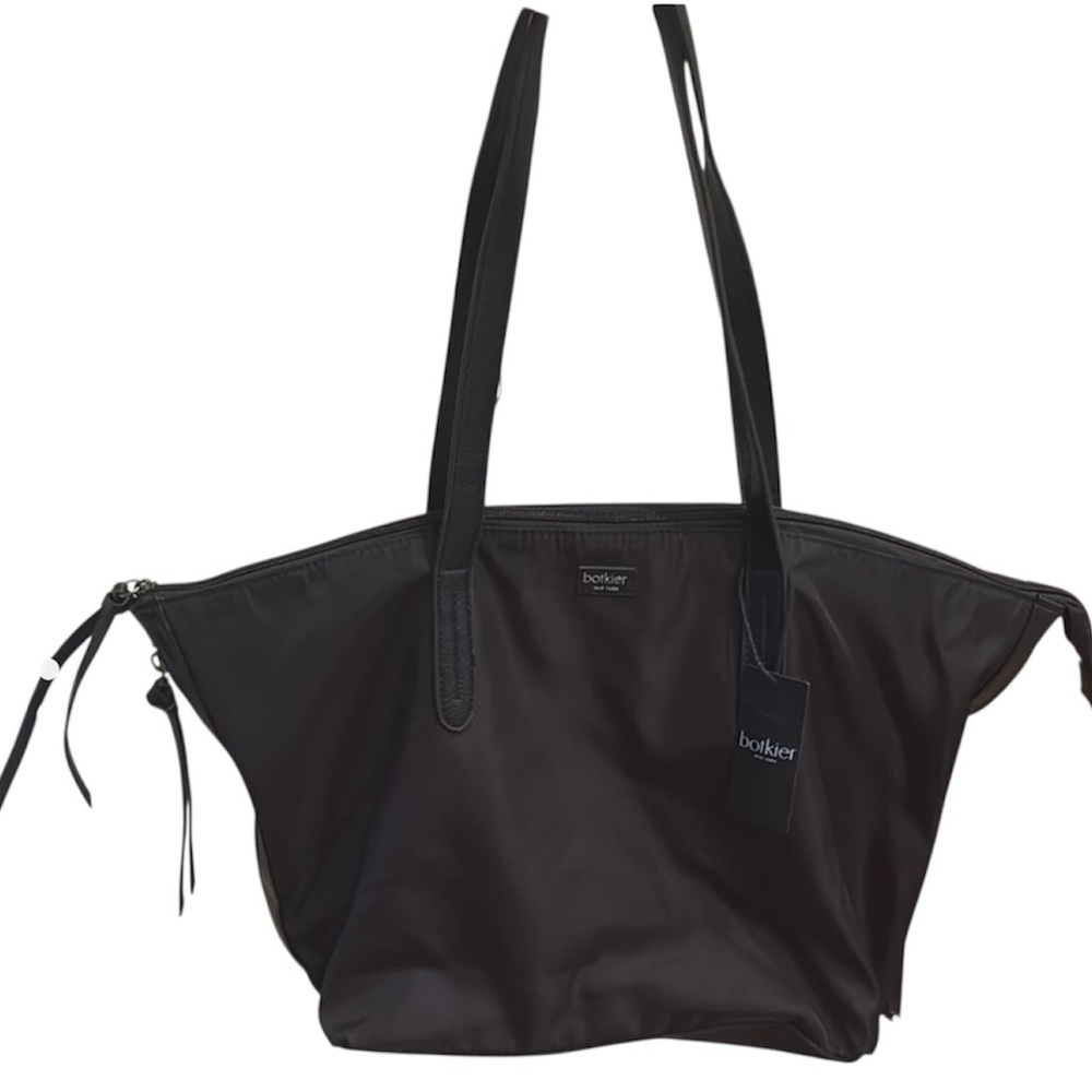 Botkier Bond Black Nylon Leather Trims Shoulder Tote Bag